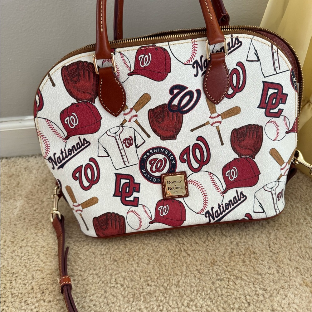 Dooney & Bourke Baseball Themed Shoulder Bag Set - White and Brown - Picture 5 of 7